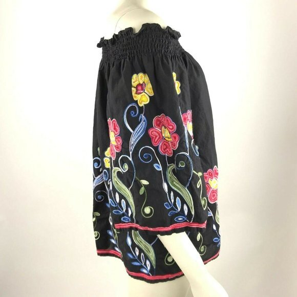 Radzoli Black Floral Embellished‎ Top Off Shoulder - Picture 3 of 8